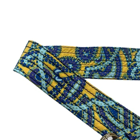 J. Crew Women’s Size S/M Blue, Yellow, Paisley Quilted Fabric Enamel Buckle Belt - Picture 9 of 9
